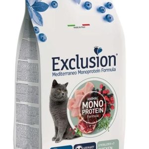 Exclusion Monoprotein 7+ Tavuklu ve Narlı Düşük Tahıllı Kısırlaştırılmış Yaşlı Kedi Maması 1
