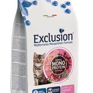 Exclusion Monoprotein Tavuklu Narlı ve Yaban Mersinli Düşük Tahıllı Yavru Kedi Maması 1