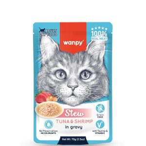 Wanpy Stew Pouch Ton Balıklı Karidesli Yaş Kedi Maması 70g